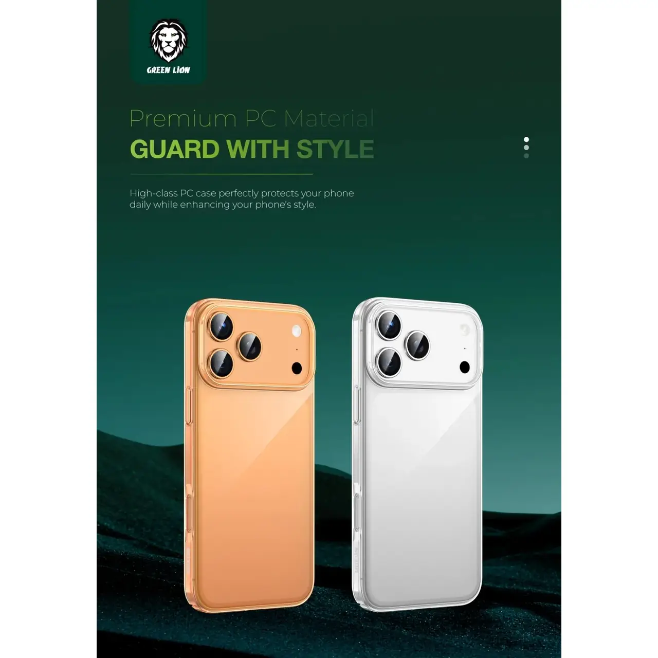 قاب اورجینال Green Lion شفاف Delgado Pc Case مدل Apple iPhone 17 Pro Max - نارنجی (پک دار)